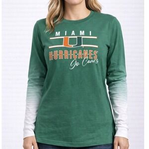 Erin Andrews Miami Hurricanes Womens Long Sleeve Ombre T Shirt Medium NWT‎